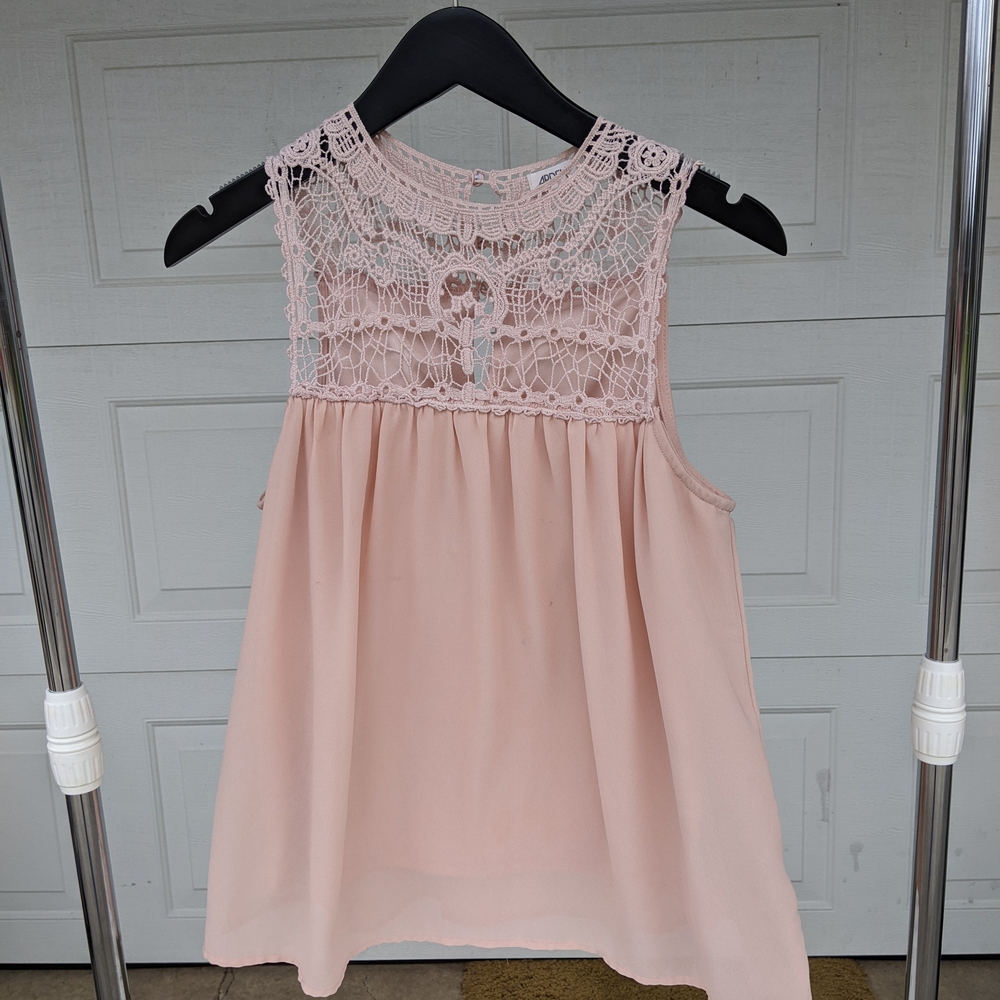 Sleeveless Lace Blouse - Light Pink - Picture 3 of 4